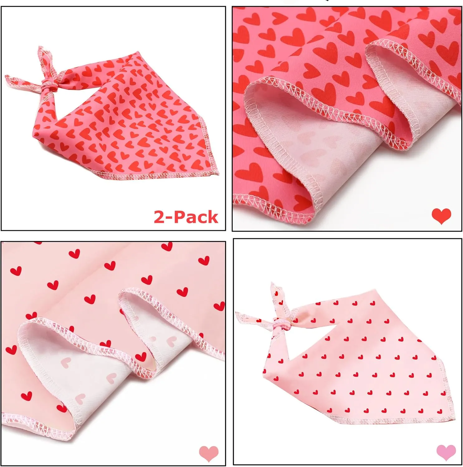 2 Pack Dog Bandanas, Cute Dog Bandana for Small Medium Large Dogs
