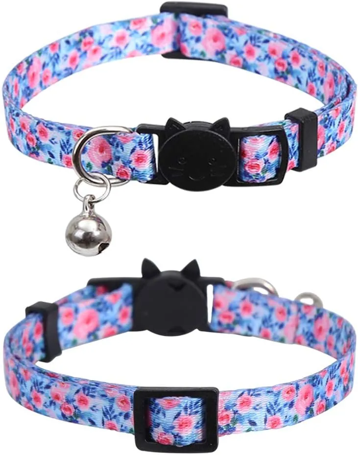 3 Pack Cat Collar Floral with Bell Breakaway Adjustable Flower for Cats Kitten