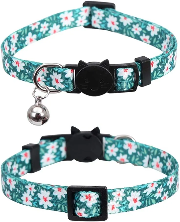 3 Pack Cat Collar Floral with Bell Breakaway Adjustable Flower for Cats Kitten