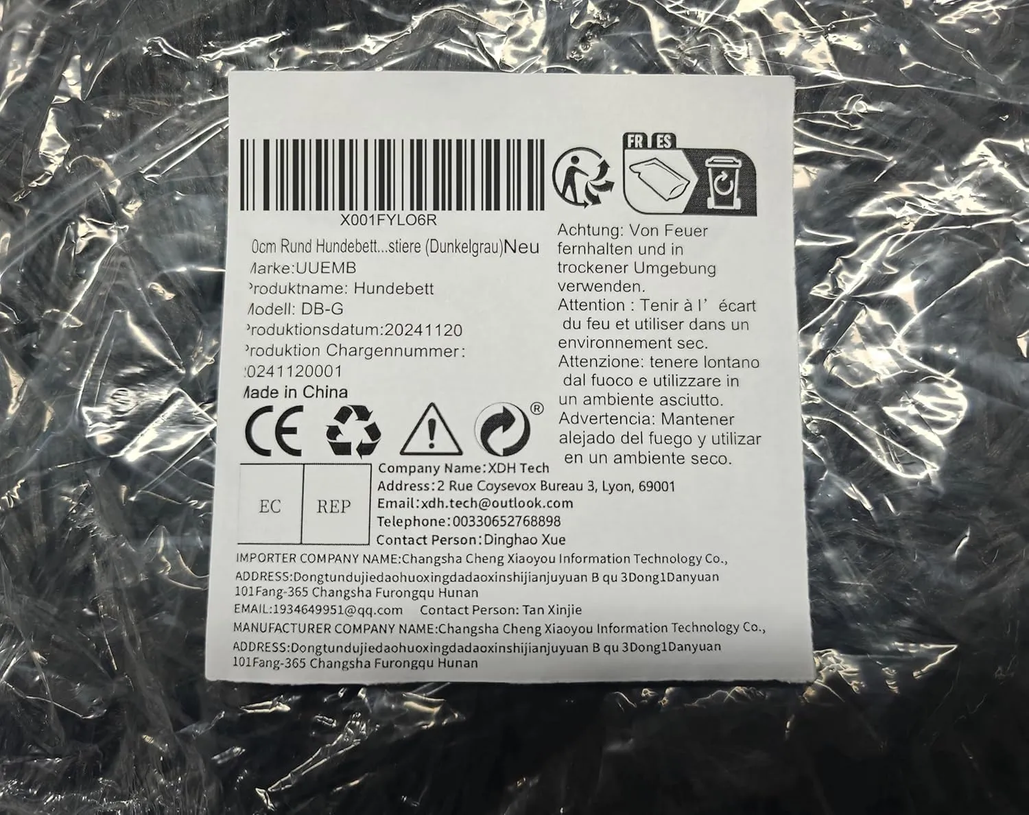 50cm Calming Dog Cat Bed, Plush Donut Pets Beds for Small Dogs Cats, Soft Puppy Kitten Cuddler Round Bed Cushion, Washable Warm Dog Beds for Improved Sleeping (Dark Grey)