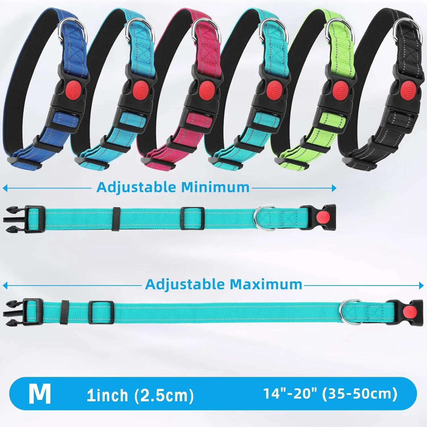 6 Sets Reflective Dog Leash and Collar Set, Nylon Leashes Adjustable Dog Collar Heavy Duty Padded Handle Leash for Small Medium Large Dogs Walking Training(Stylish Color)