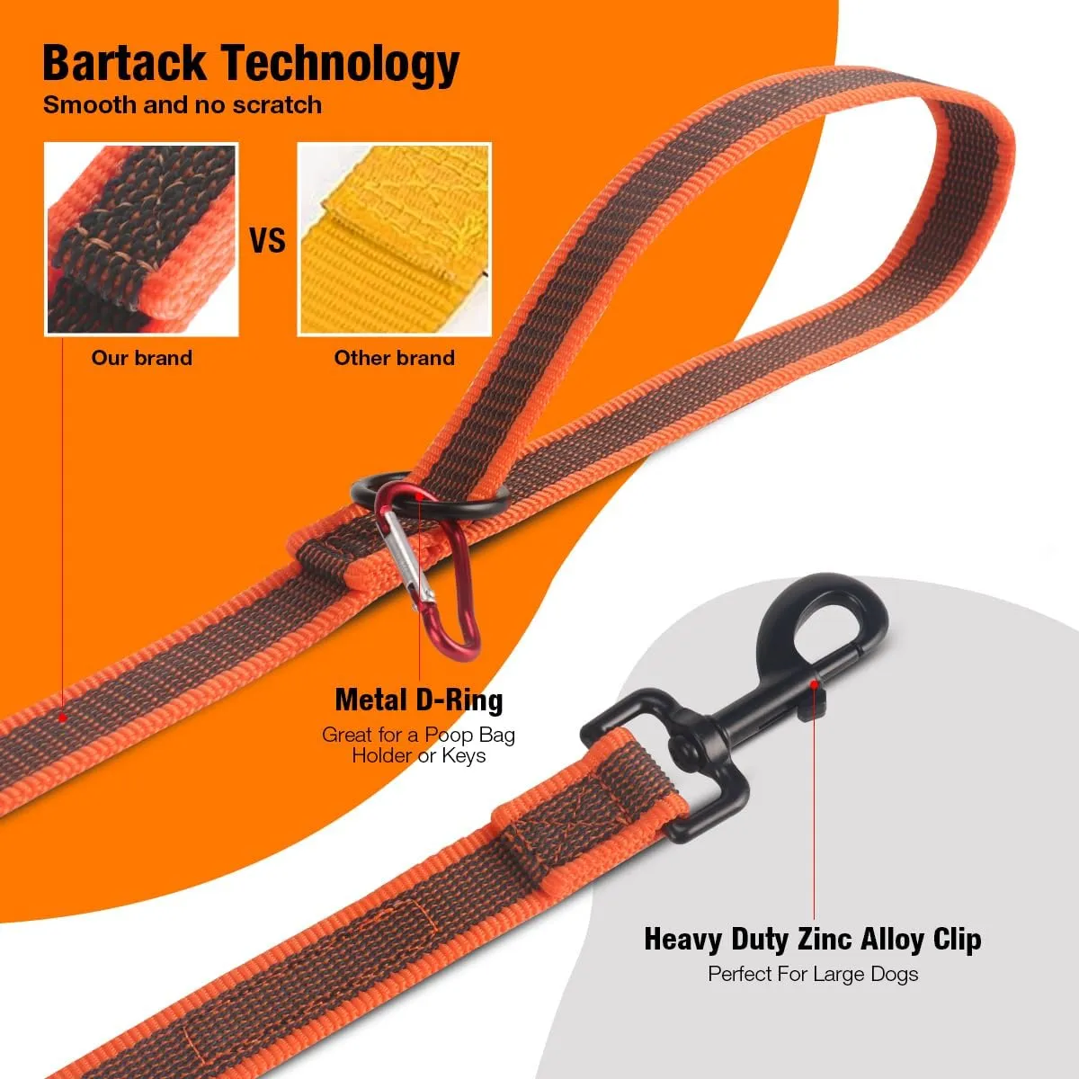 6FT Dog Leash with Anti-Slip Handle 5/8 inch 3/4 Inch 1 Inch Wide Dog Training Leash for Small Medium and Large Dogs