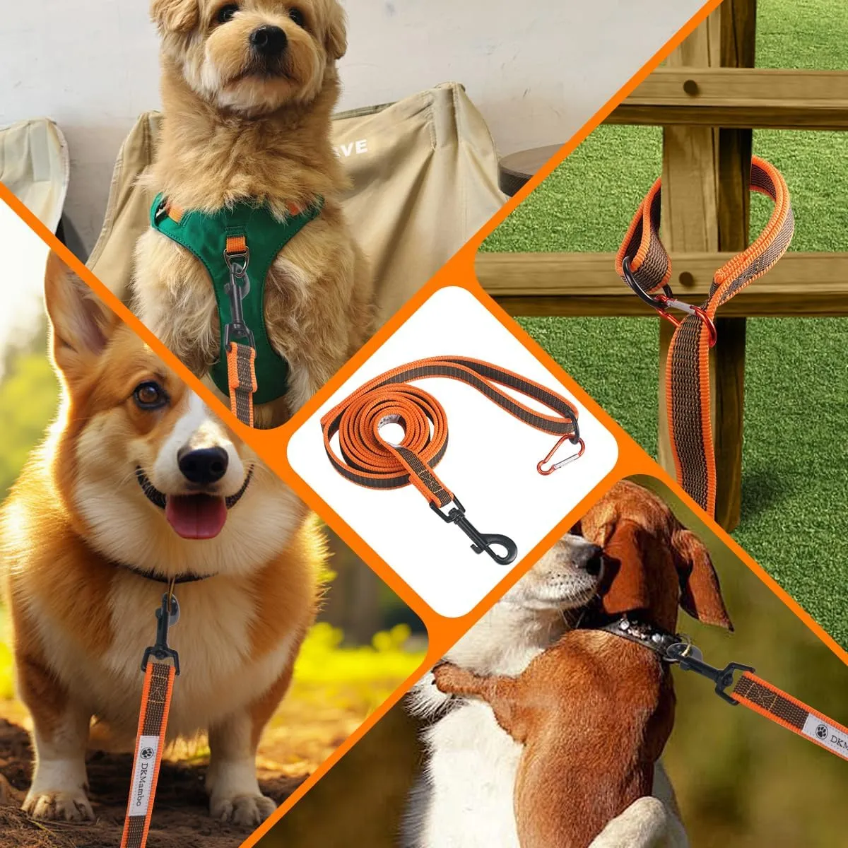 6FT Dog Leash with Anti-Slip Handle 5/8 inch 3/4 Inch 1 Inch Wide Dog Training Leash for Small Medium and Large Dogs