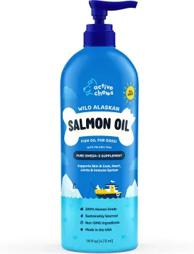 Active Chews Salmon Oil for Dogs - Fish Oil Joint Supplement for Immune Support & Dog Relief. Wild Alaskan Salmon Oil with Natural EPA   DHA Fatty Acids for Skin & Coat