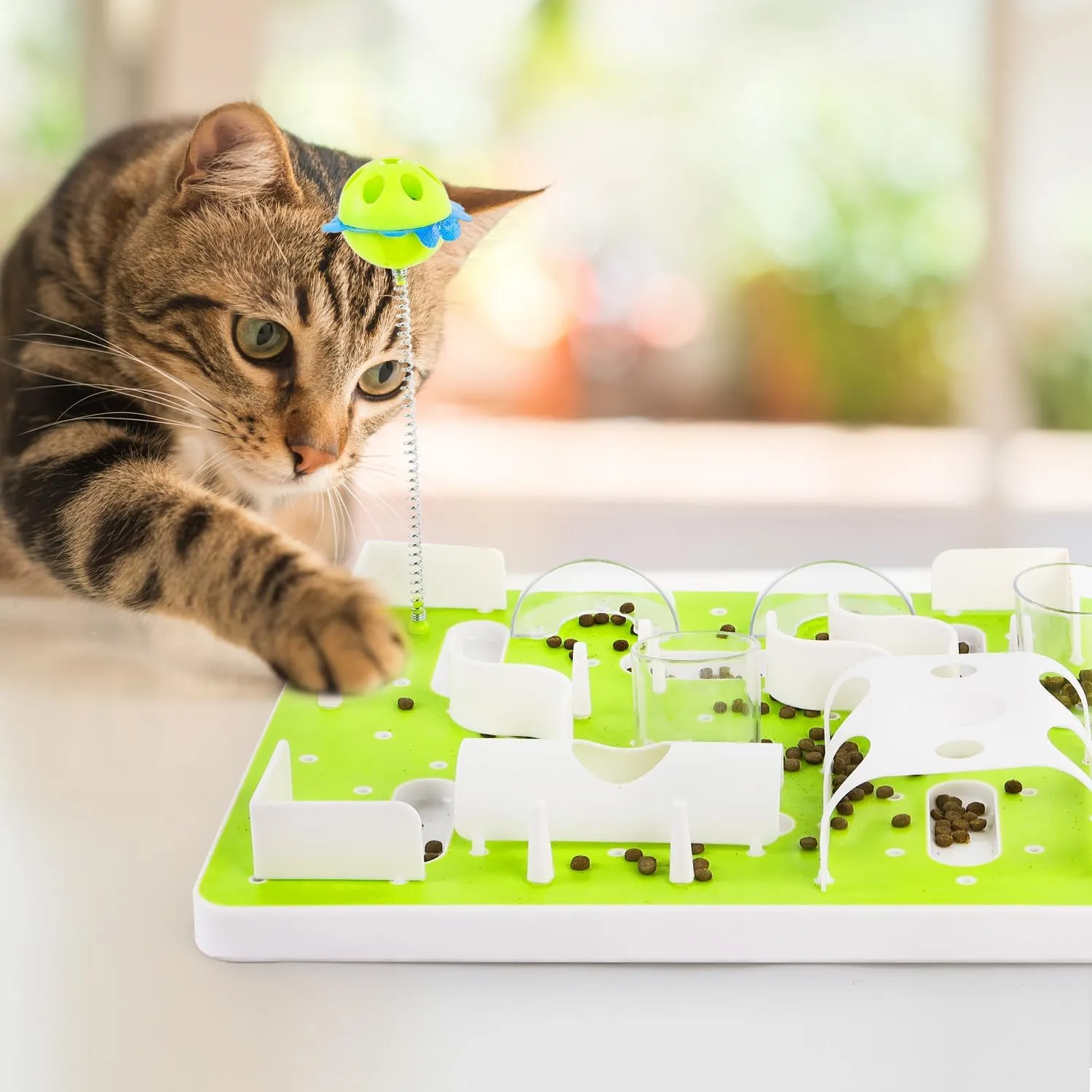 ALL FOR PAWS Cat Treat Puzzle - Cat Puzzle Toys with Food Dispenser and Catnip - Kitty Fun Playing Toys for Kittens