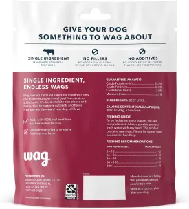 Amazon Brand - Wag Freeze-Dried Raw Single Ingredient Dog Treats Beef, 3.3oz (Pack of 2)