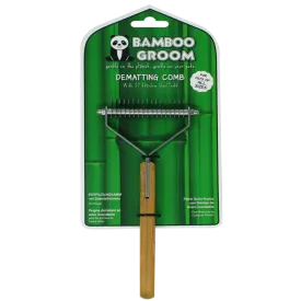 Bamboo Groom Dematting Comb with 17 Stainless Steel Teeth