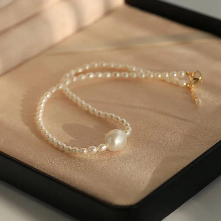 Baroque Pearl Rice Pearl Beaded Necklace