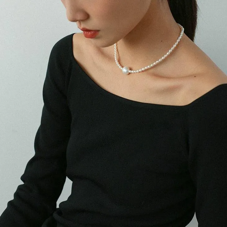 Baroque Pearl Rice Pearl Beaded Necklace