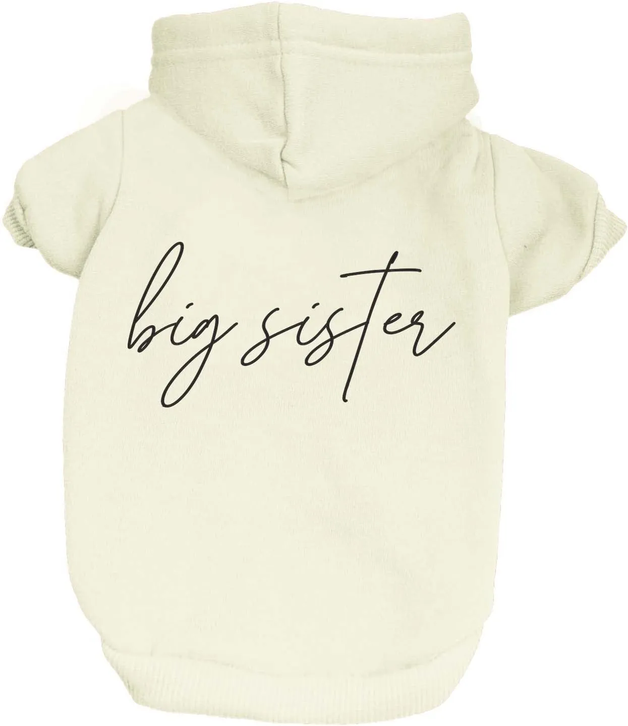 Big Sister Dog Hoodie Fleece Lined Pullover Sweatshirt with Leash Hole (Cream, X-Large 773)