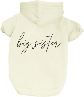 Big Sister Dog Hoodie Fleece Lined Pullover Sweatshirt with Leash Hole (Cream, X-Large 773)