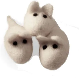 Cat Mouse Toys - 3 Felted Wool Mouse Toys Without Catnip for Indoor Cats and Kittens - Large Handmade Mice - White
