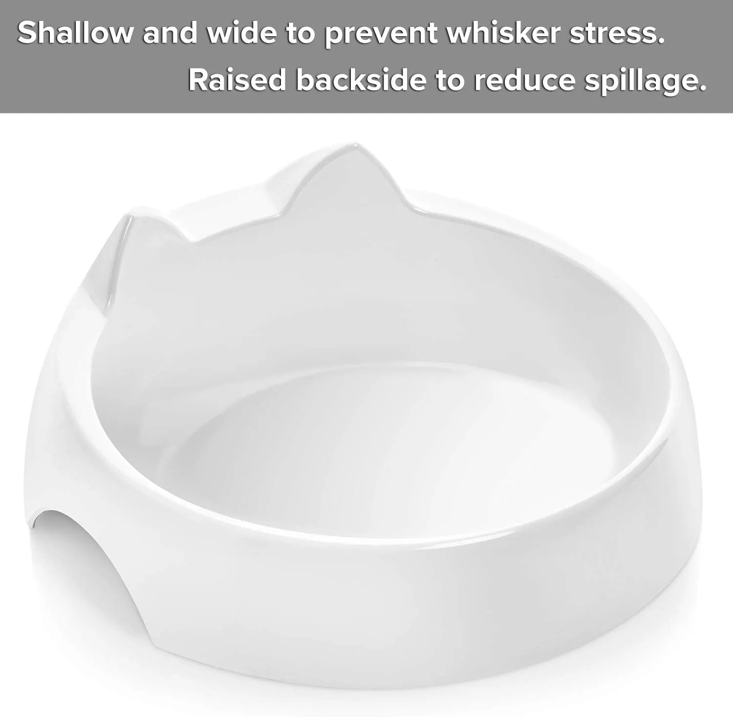 CatGuru Whisker Stress Free Cat Water Bowl, Reliefs Whisker Fatigue, Wide Cat Dish, Non Slip Pet Feeding Bowl, Shallow Pet Food Water Bowls, Non Skid Bowls for Cats (Marshmallow)