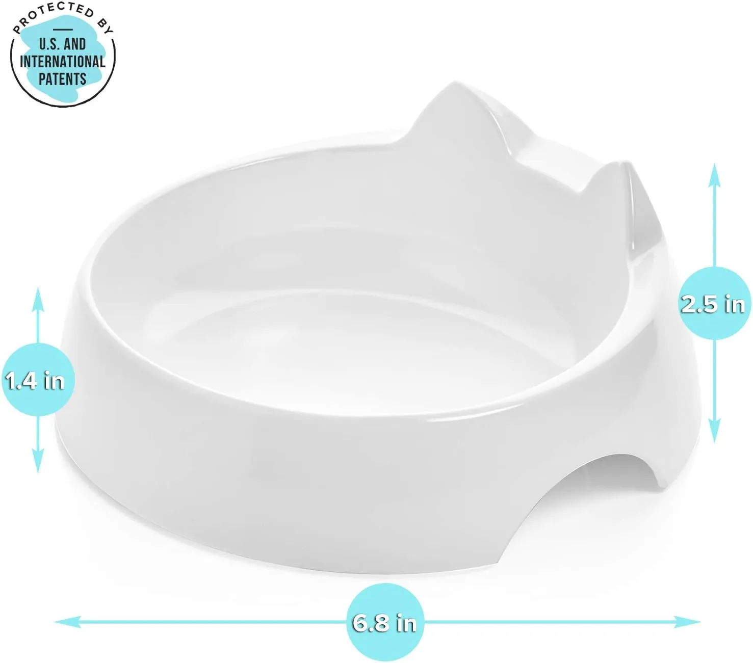 CatGuru Whisker Stress Free Cat Water Bowl, Reliefs Whisker Fatigue, Wide Cat Dish, Non Slip Pet Feeding Bowl, Shallow Pet Food Water Bowls, Non Skid Bowls for Cats (Marshmallow)