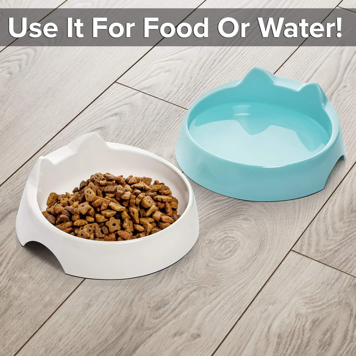 CatGuru Whisker Stress Free Cat Water Bowl, Reliefs Whisker Fatigue, Wide Cat Dish, Non Slip Pet Feeding Bowl, Shallow Pet Food Water Bowls, Non Skid Bowls for Cats (Marshmallow)