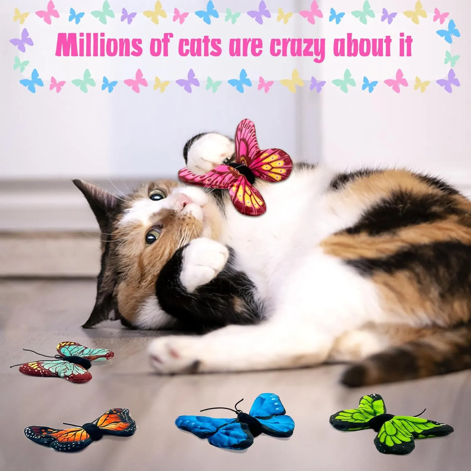Catnip Toys for Indoor Cats, 5 Pack Butterfly Catnip Toys with Crinkle, Cat Toys for Indoor Cats & Kitten & Kitty