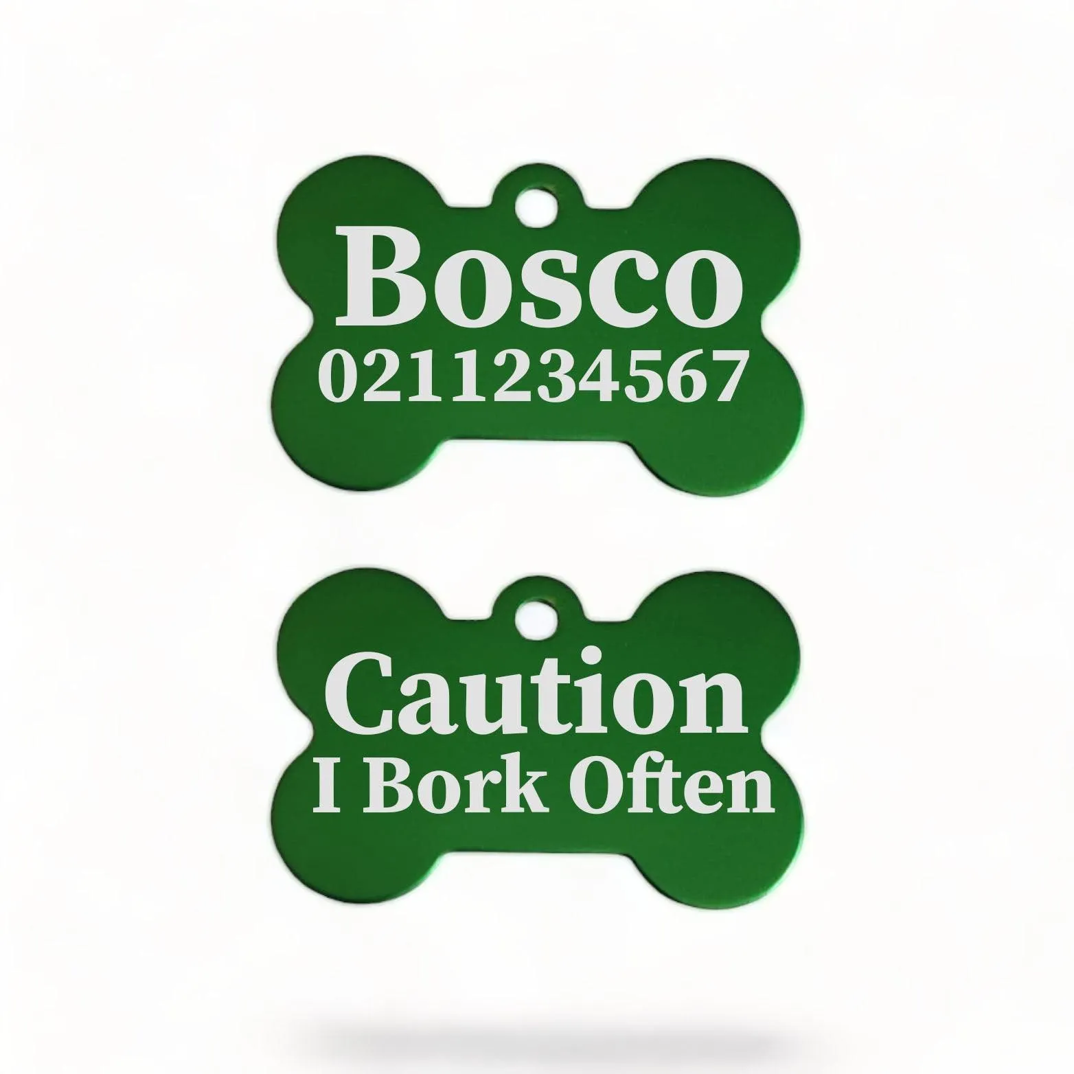 Caution I Bork Often | Bone Aluminium | Dog ID Pet Tag