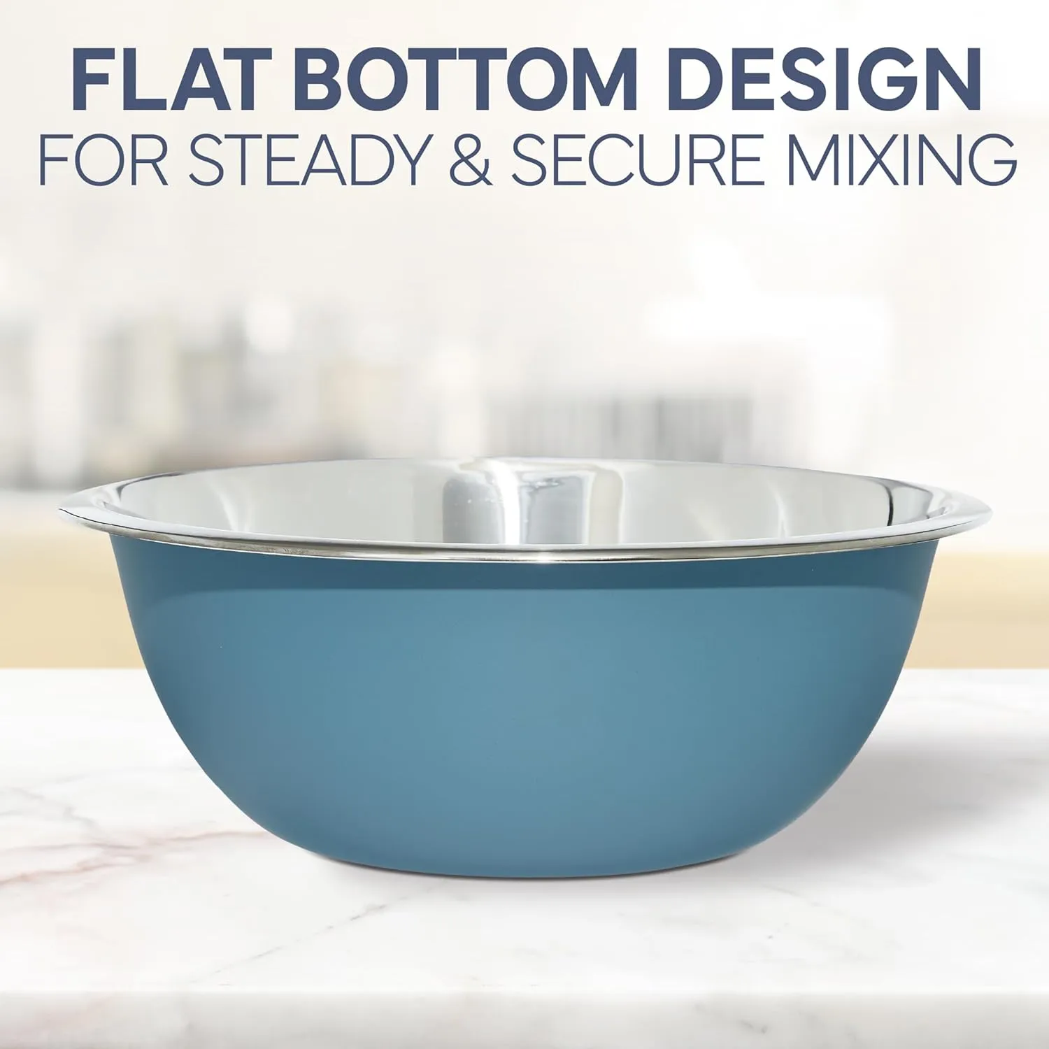 COOK WITH COLOR Stainless Steel Mixing Bowls Set - Nesting Bowls, 6 Pieces, Blue