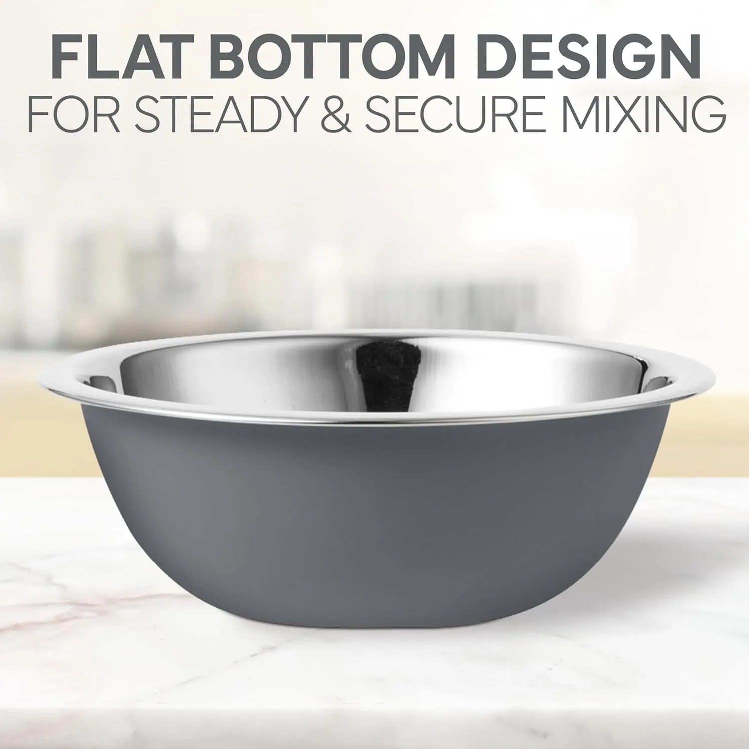 COOK WITH COLOR Stainless Steel Mixing Bowls Set - Nesting Bowls, 6 Pieces, Grey