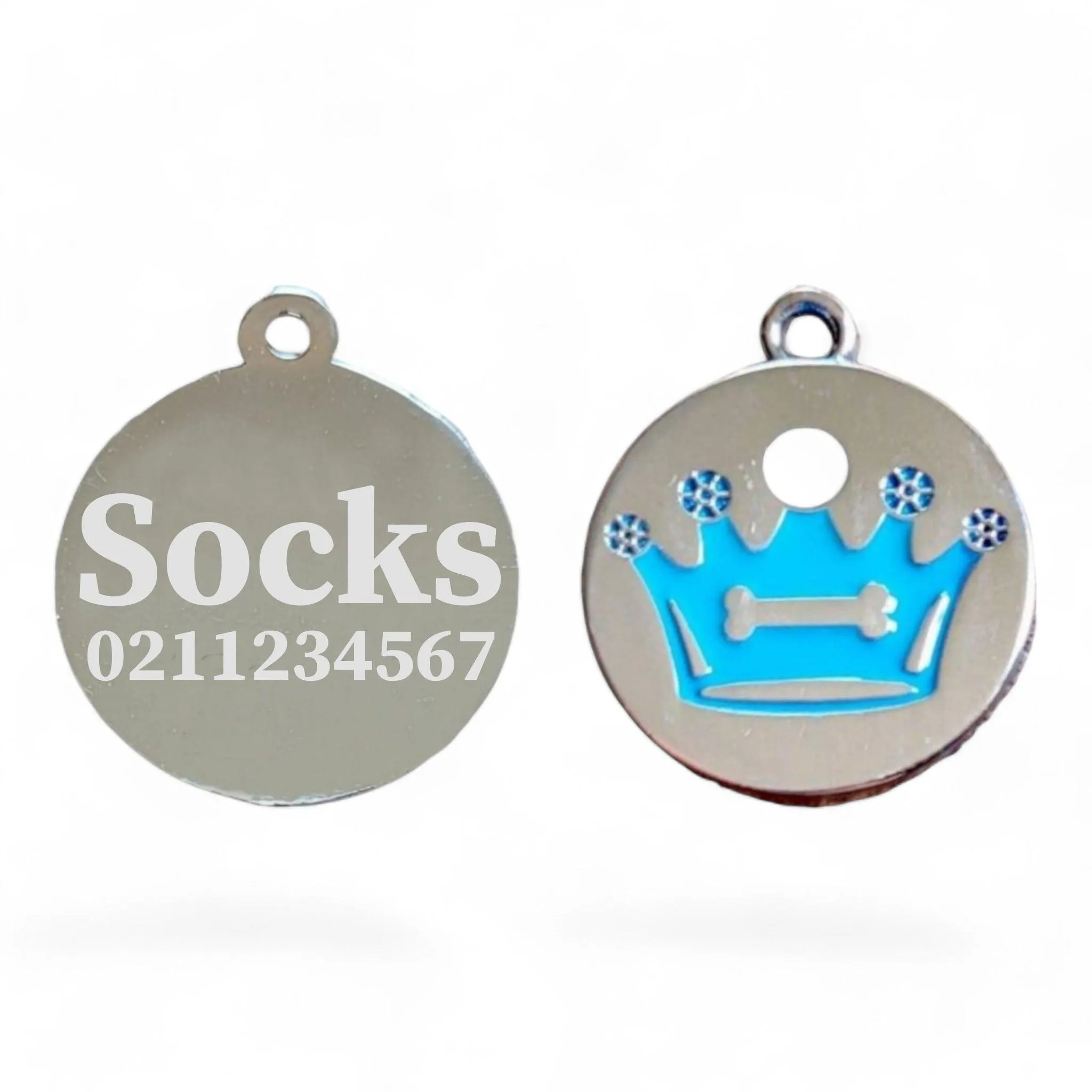 Crown Round Cat & Dog ID Pet Tag