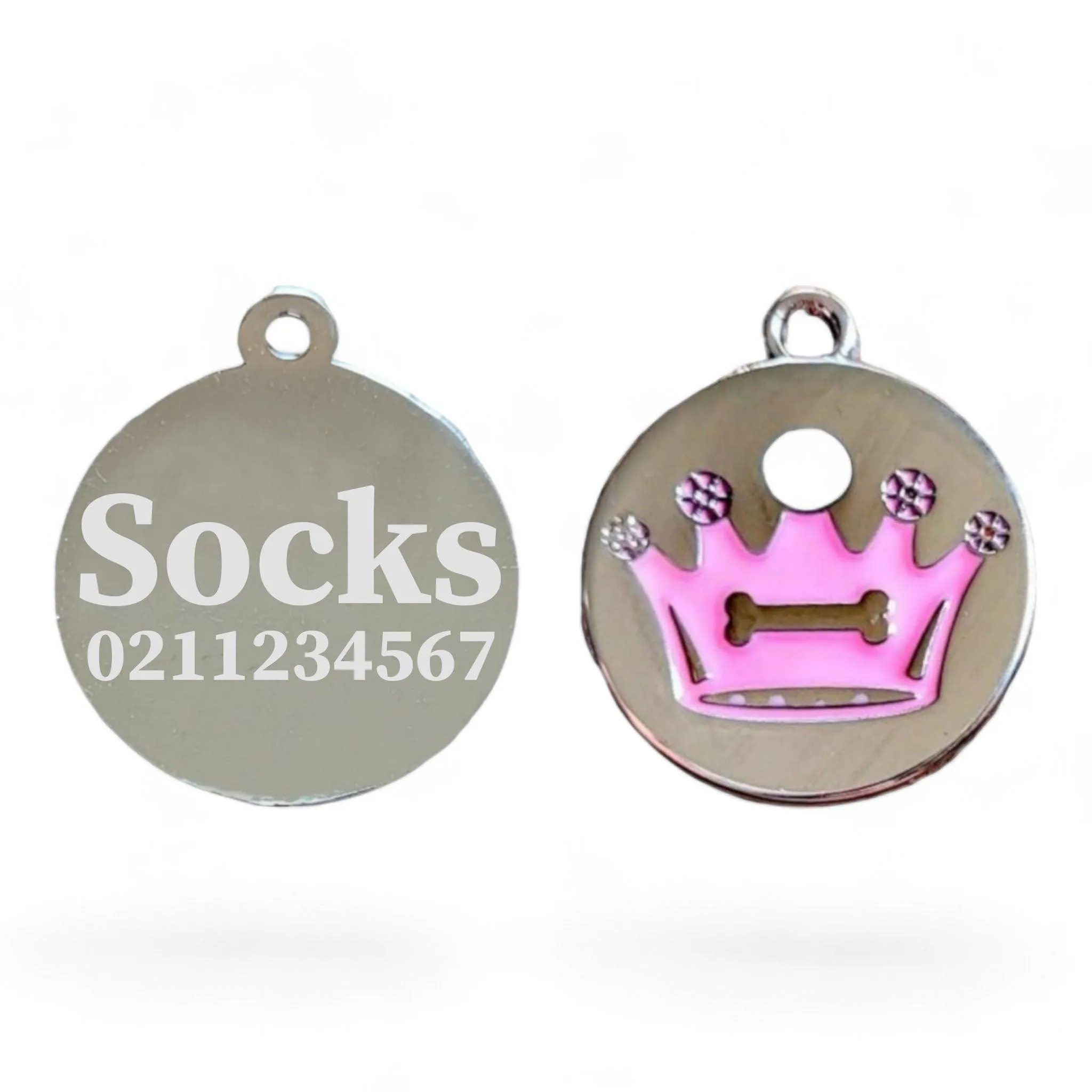 Crown Round Cat & Dog ID Pet Tag