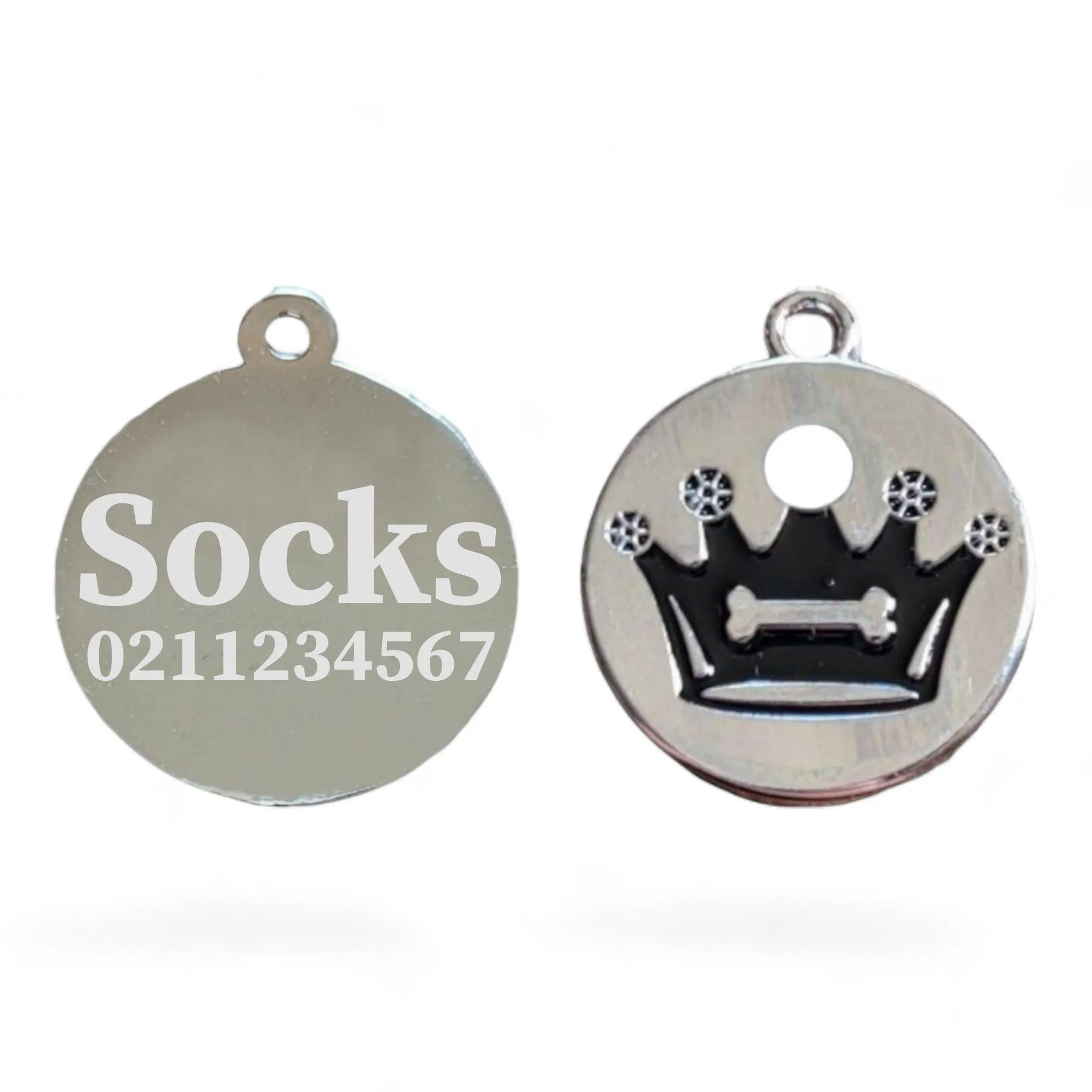 Crown Round Cat & Dog ID Pet Tag