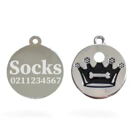 Crown Round Cat & Dog ID Pet Tag