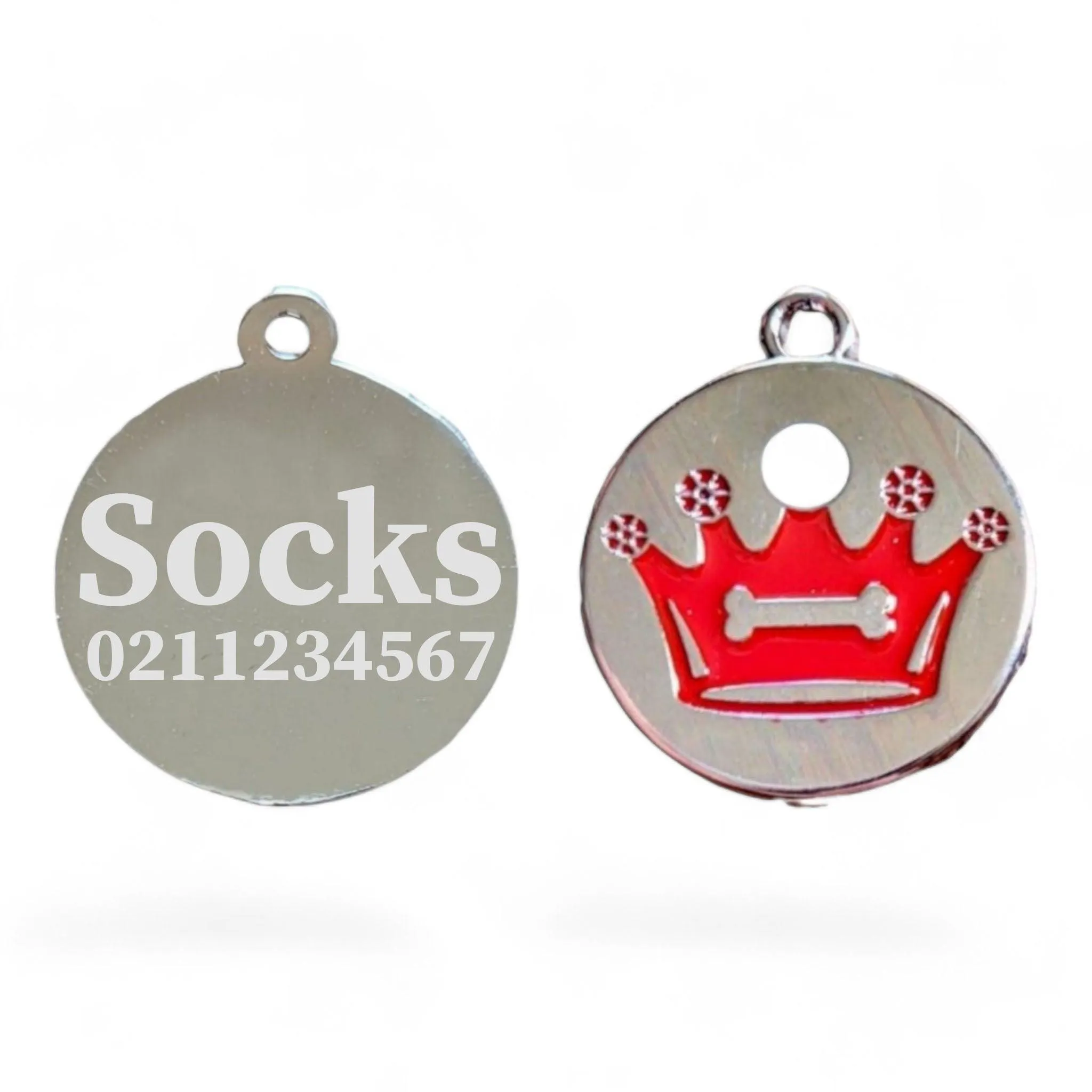 Crown Round Cat & Dog ID Pet Tag