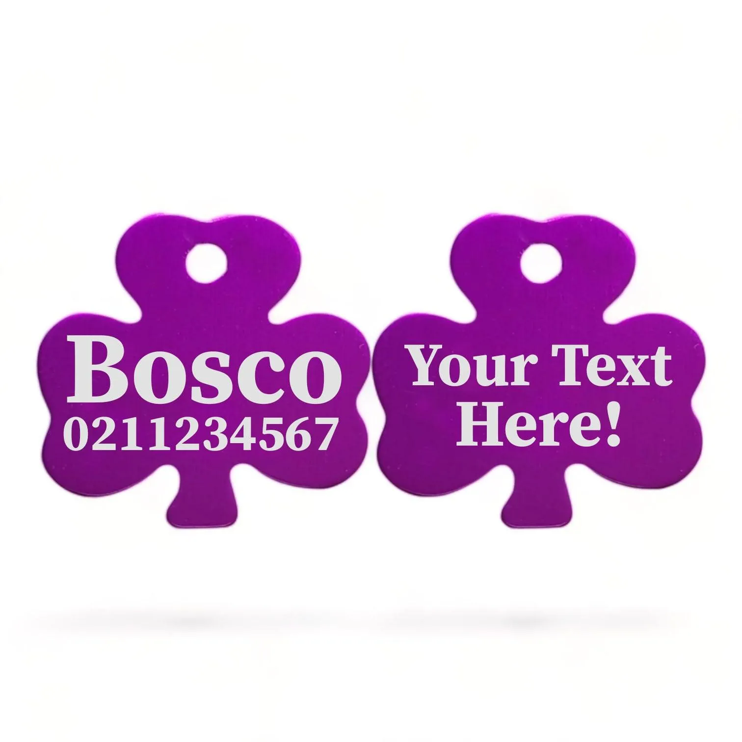 Custom Text | Shamrock Aluminum | Cat, Kitten & Dog ID Pet Tag
