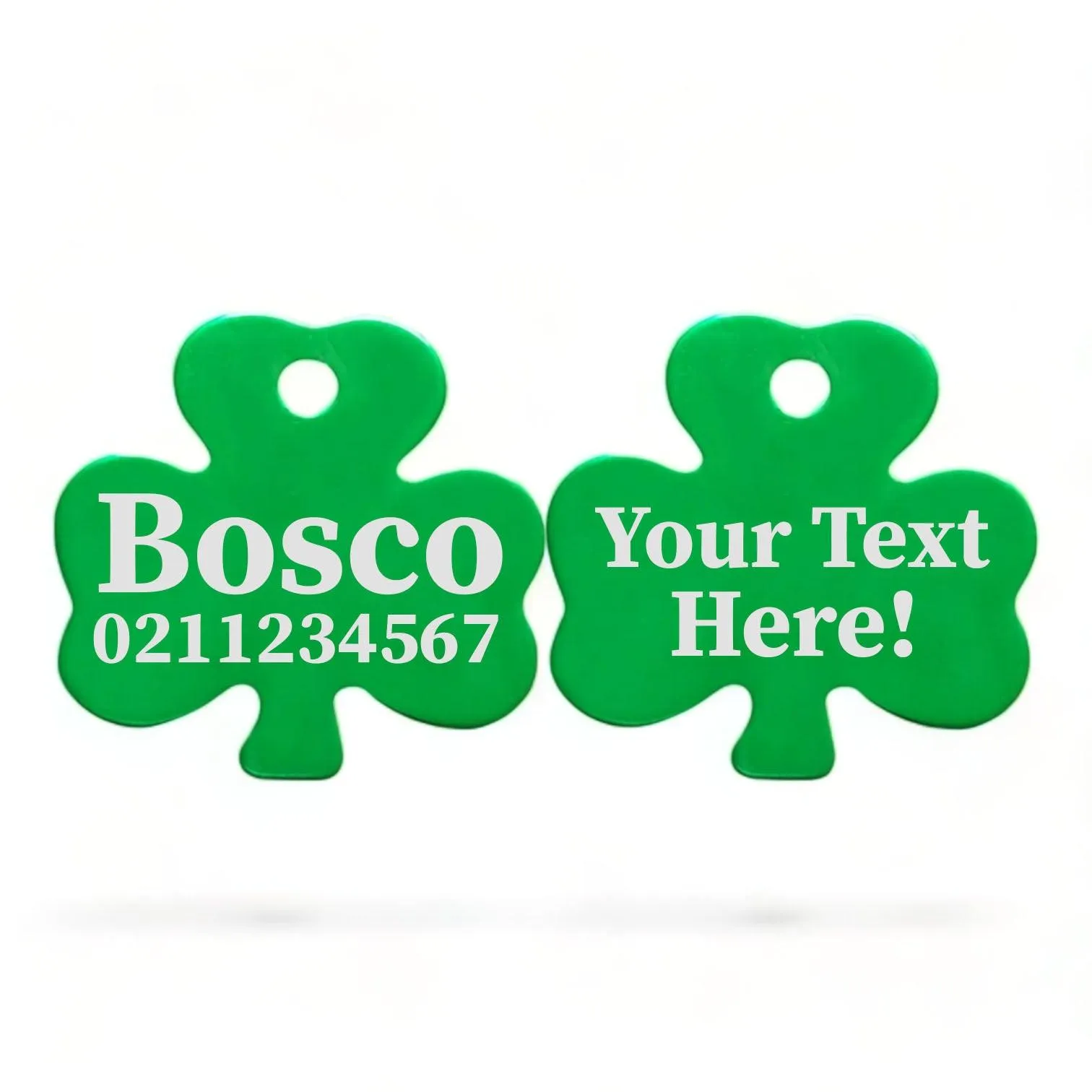 Custom Text | Shamrock Aluminum | Cat, Kitten & Dog ID Pet Tag