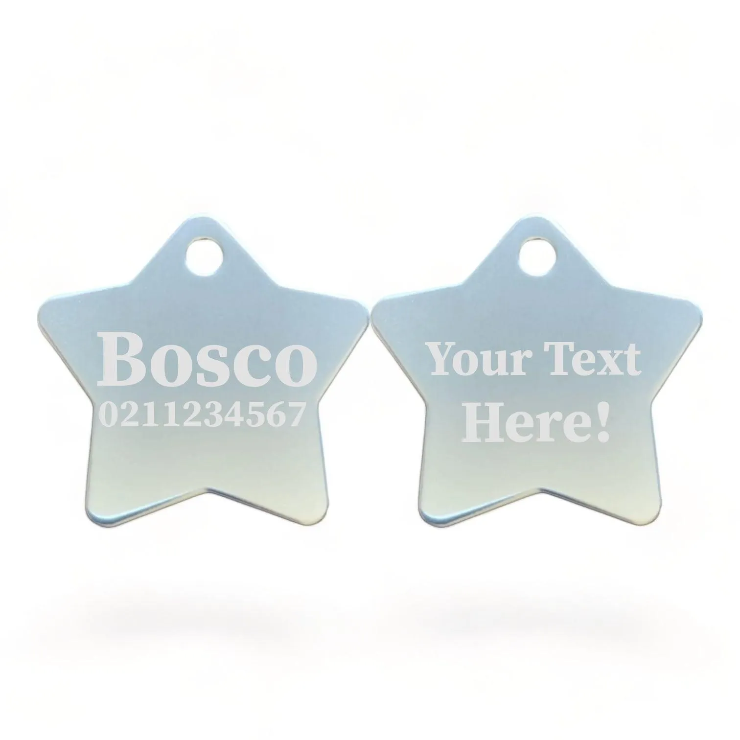 Custom Text | Star Aluminum | Cat, Kitten & Dog ID Pet Tag