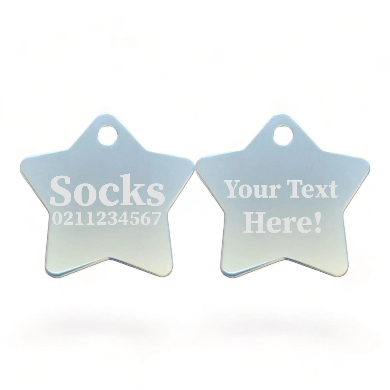 Custom Text | Star Aluminum | Cat, Kitten & Dog ID Pet Tag