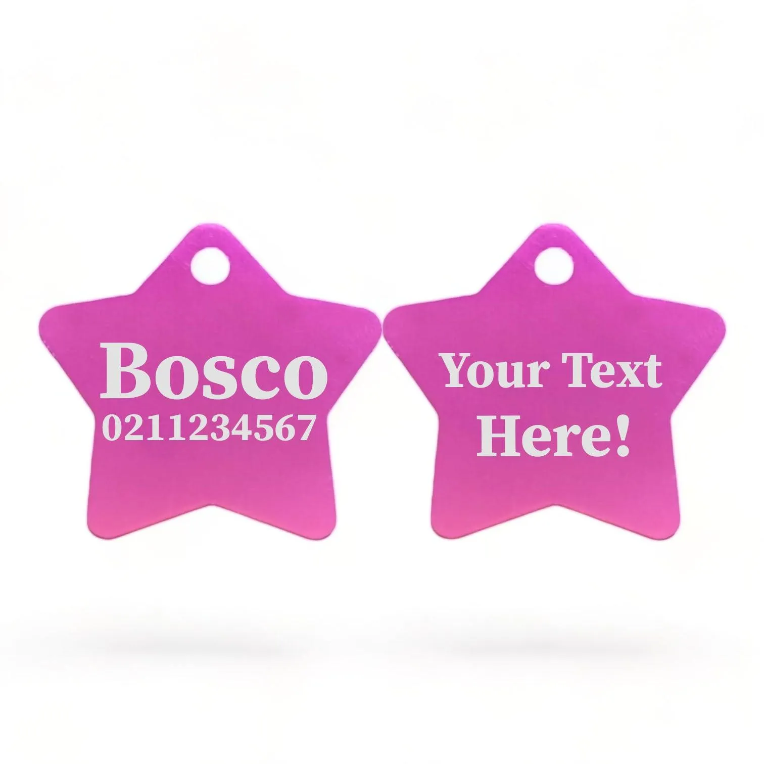 Custom Text | Star Aluminum | Cat, Kitten & Dog ID Pet Tag