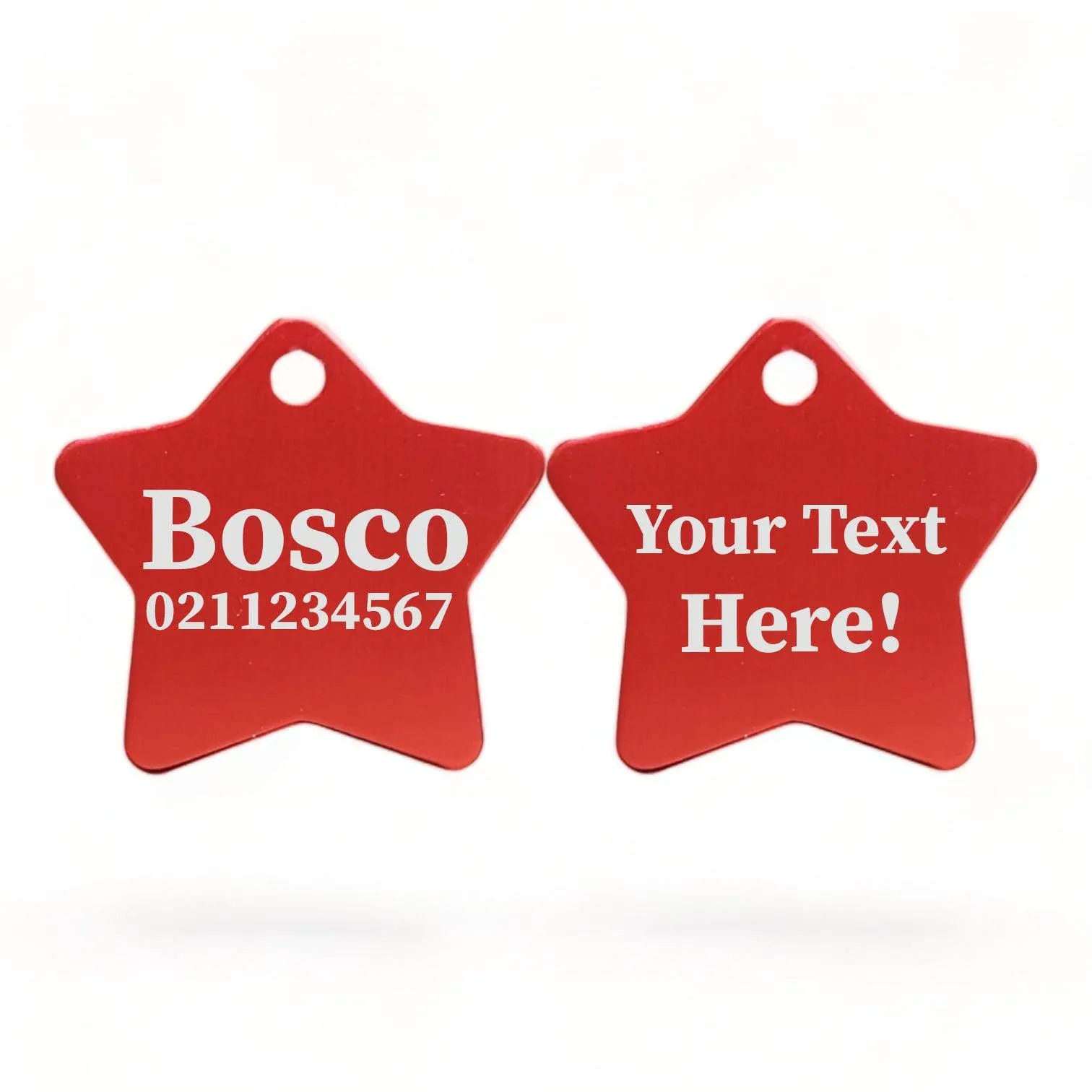 Custom Text | Star Aluminum | Cat, Kitten & Dog ID Pet Tag