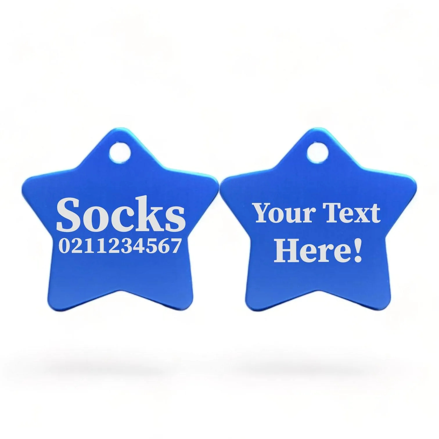 Custom Text | Star Aluminum | Cat, Kitten & Dog ID Pet Tag