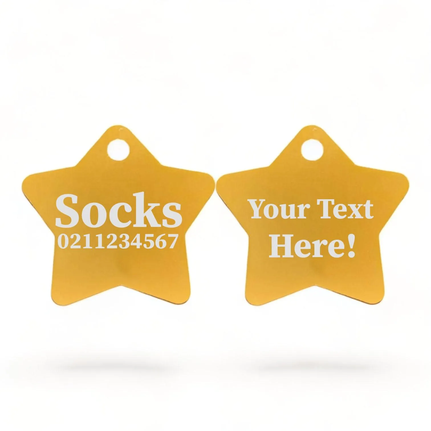 Custom Text | Star Aluminum | Cat, Kitten & Dog ID Pet Tag