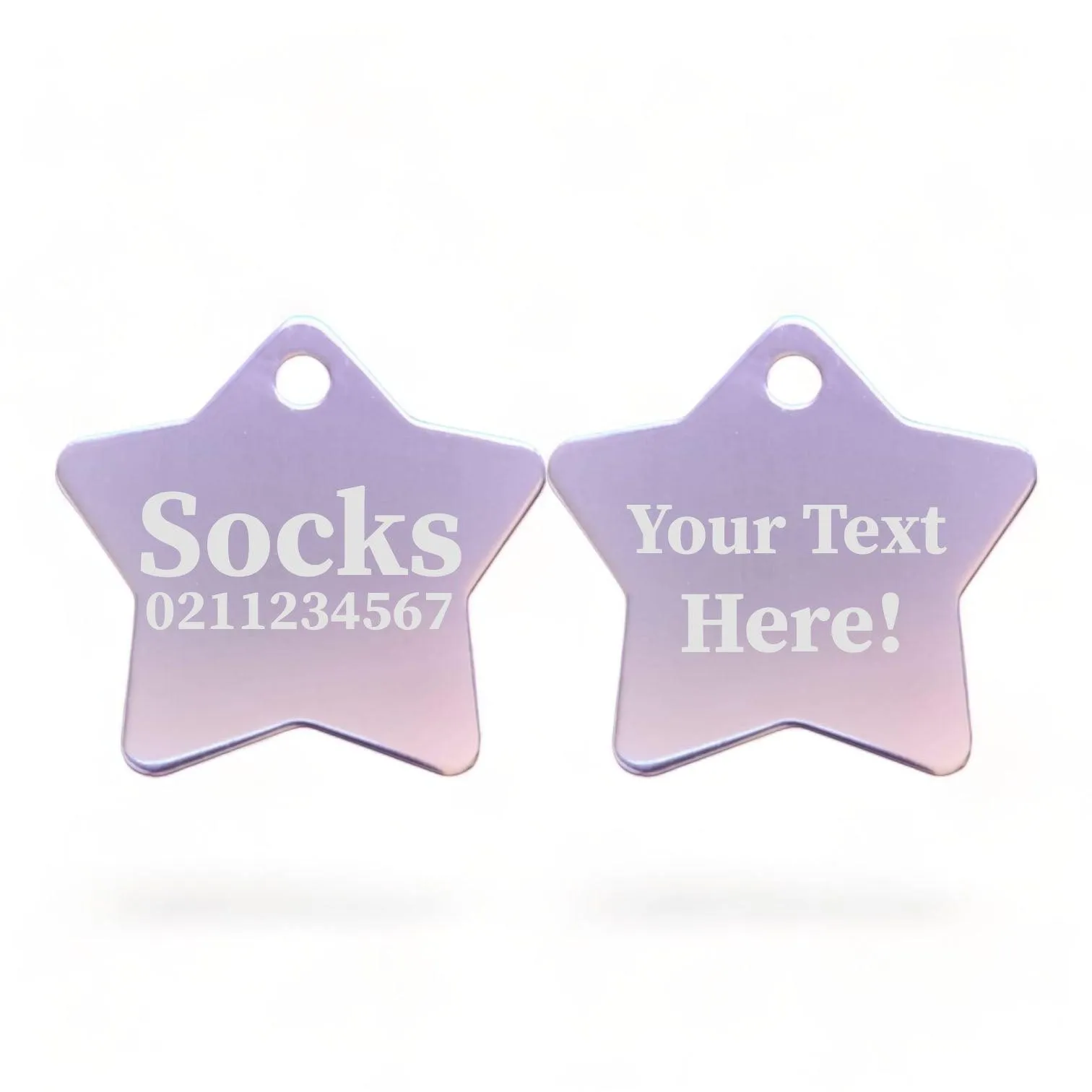 Custom Text | Star Aluminum | Cat, Kitten & Dog ID Pet Tag
