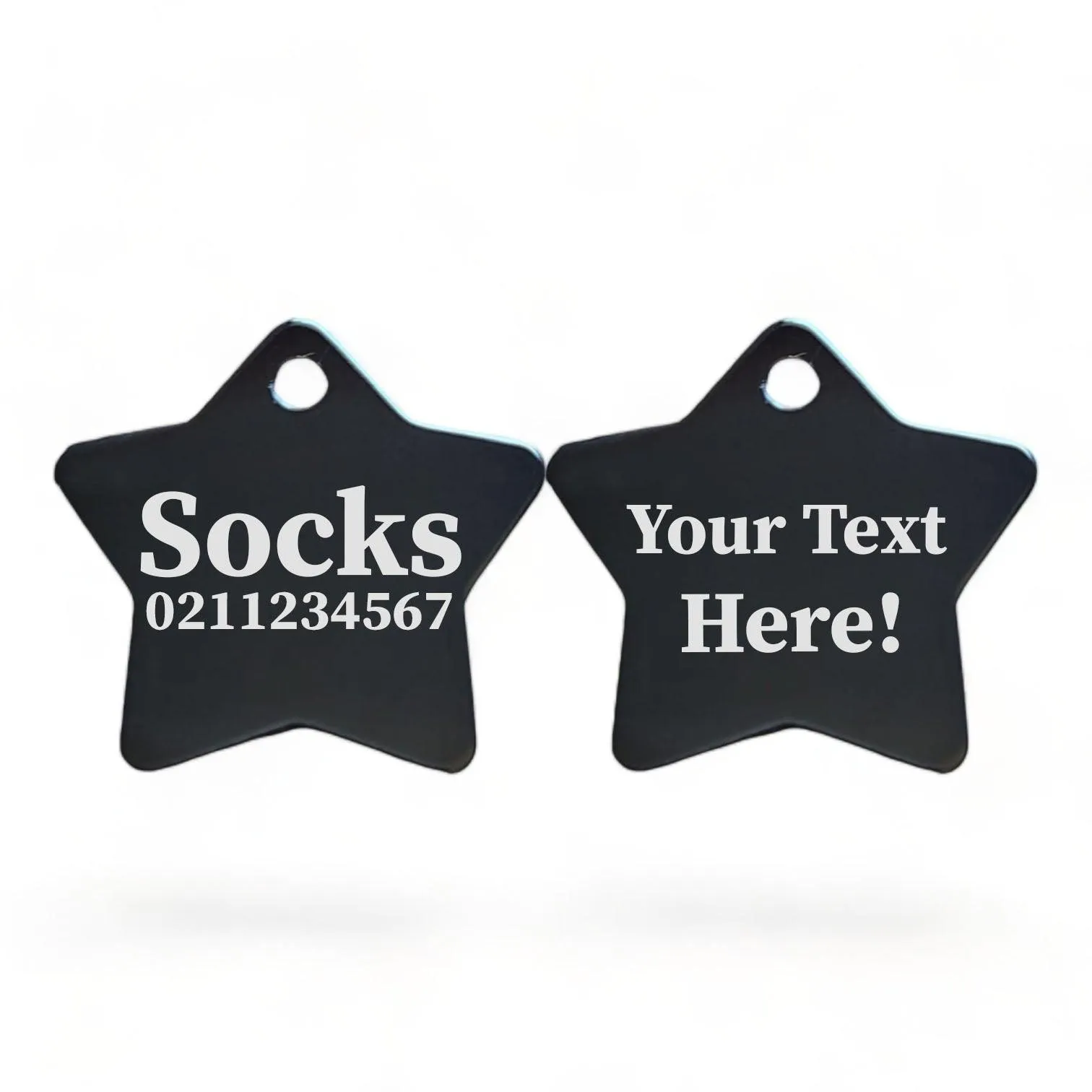 Custom Text | Star Aluminum | Cat, Kitten & Dog ID Pet Tag