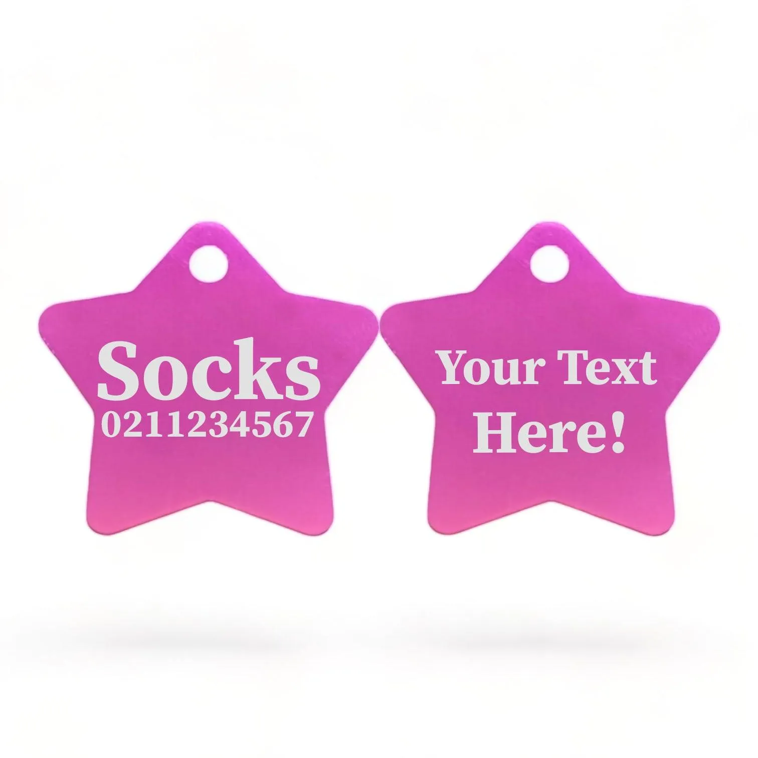 Custom Text | Star Aluminum | Cat, Kitten & Dog ID Pet Tag