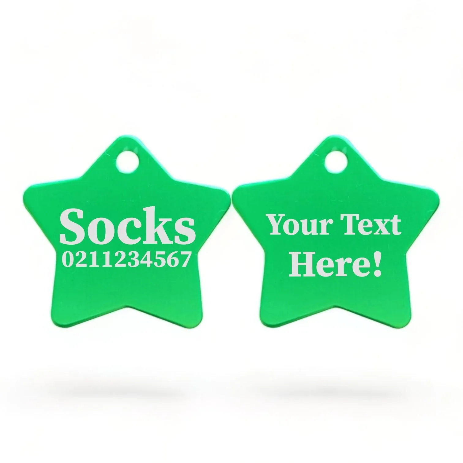 Custom Text | Star Aluminum | Cat, Kitten & Dog ID Pet Tag