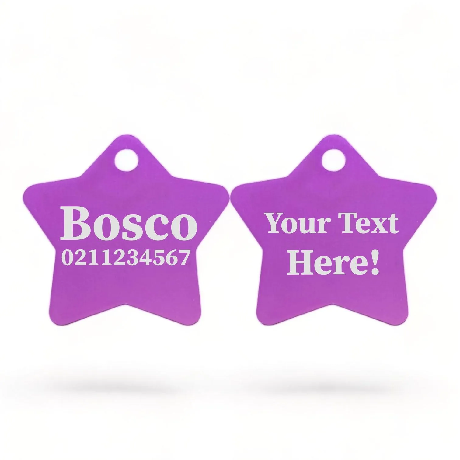 Custom Text | Star Aluminum | Cat, Kitten & Dog ID Pet Tag