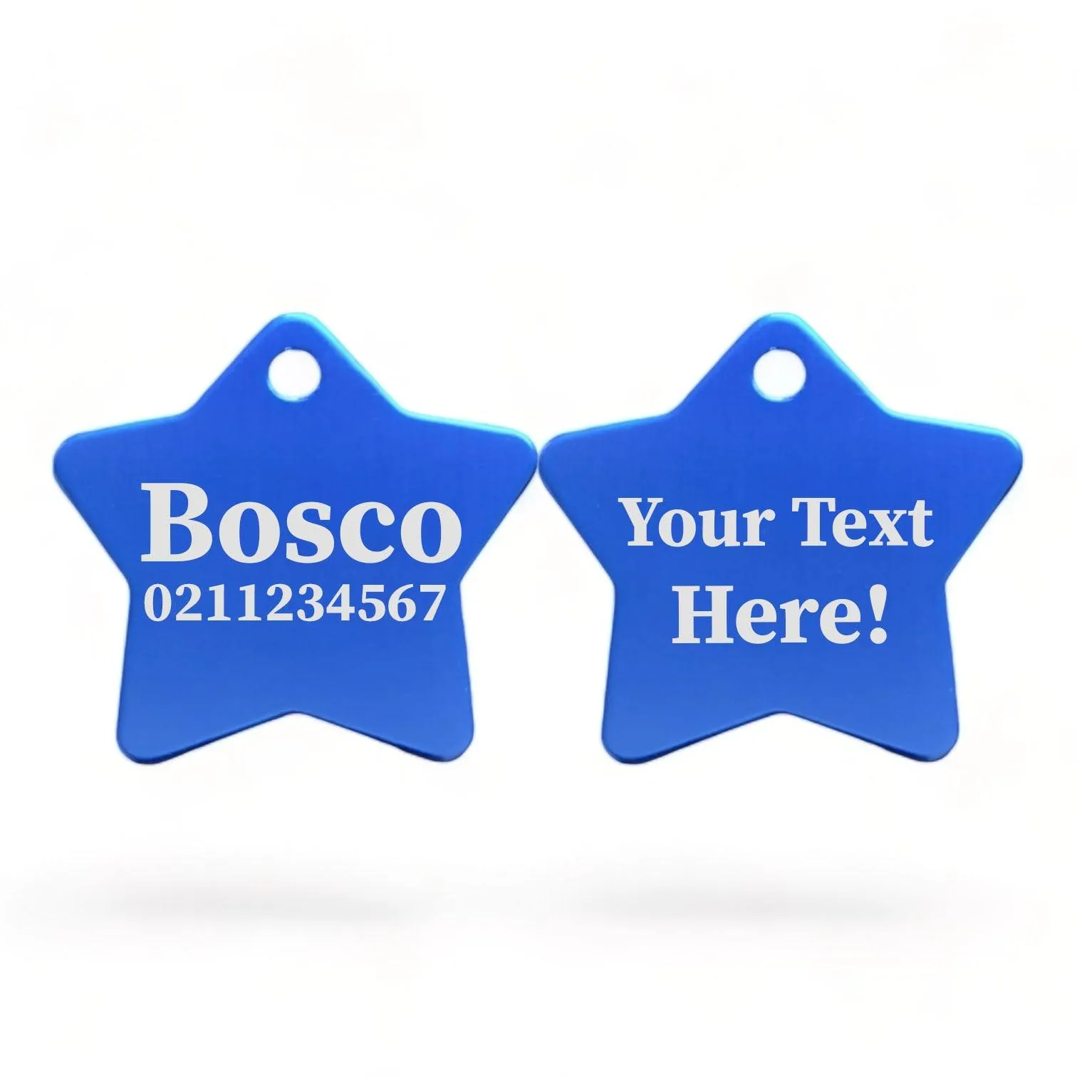 Custom Text | Star Aluminum | Cat, Kitten & Dog ID Pet Tag