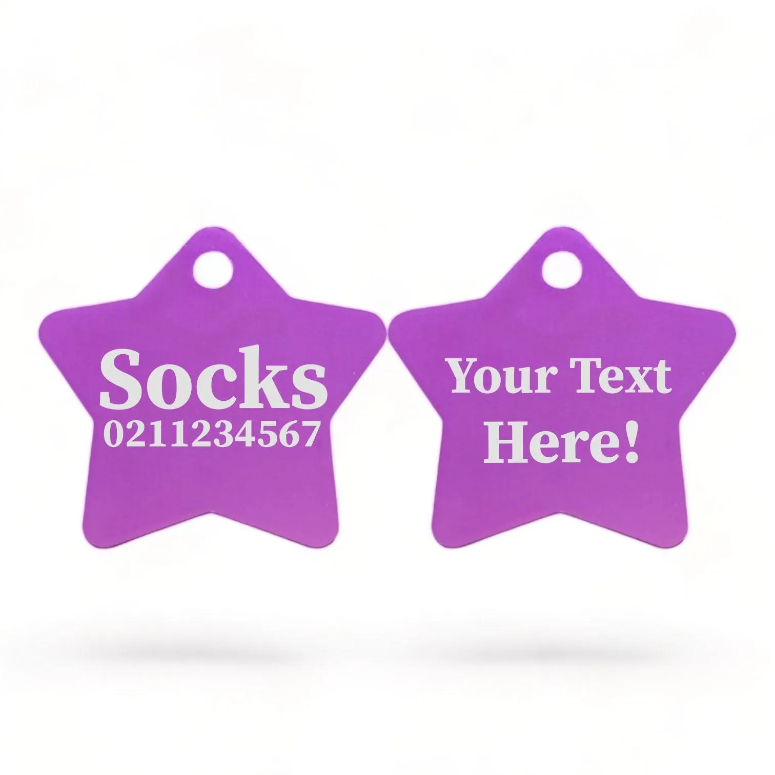 Custom Text | Star Aluminum | Cat, Kitten & Dog ID Pet Tag