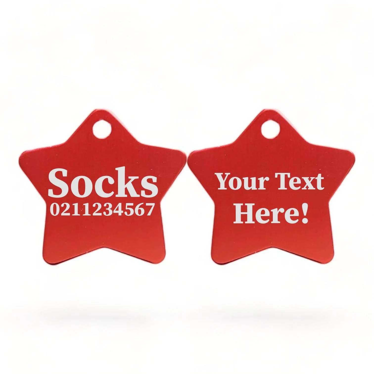 Custom Text | Star Aluminum | Cat, Kitten & Dog ID Pet Tag