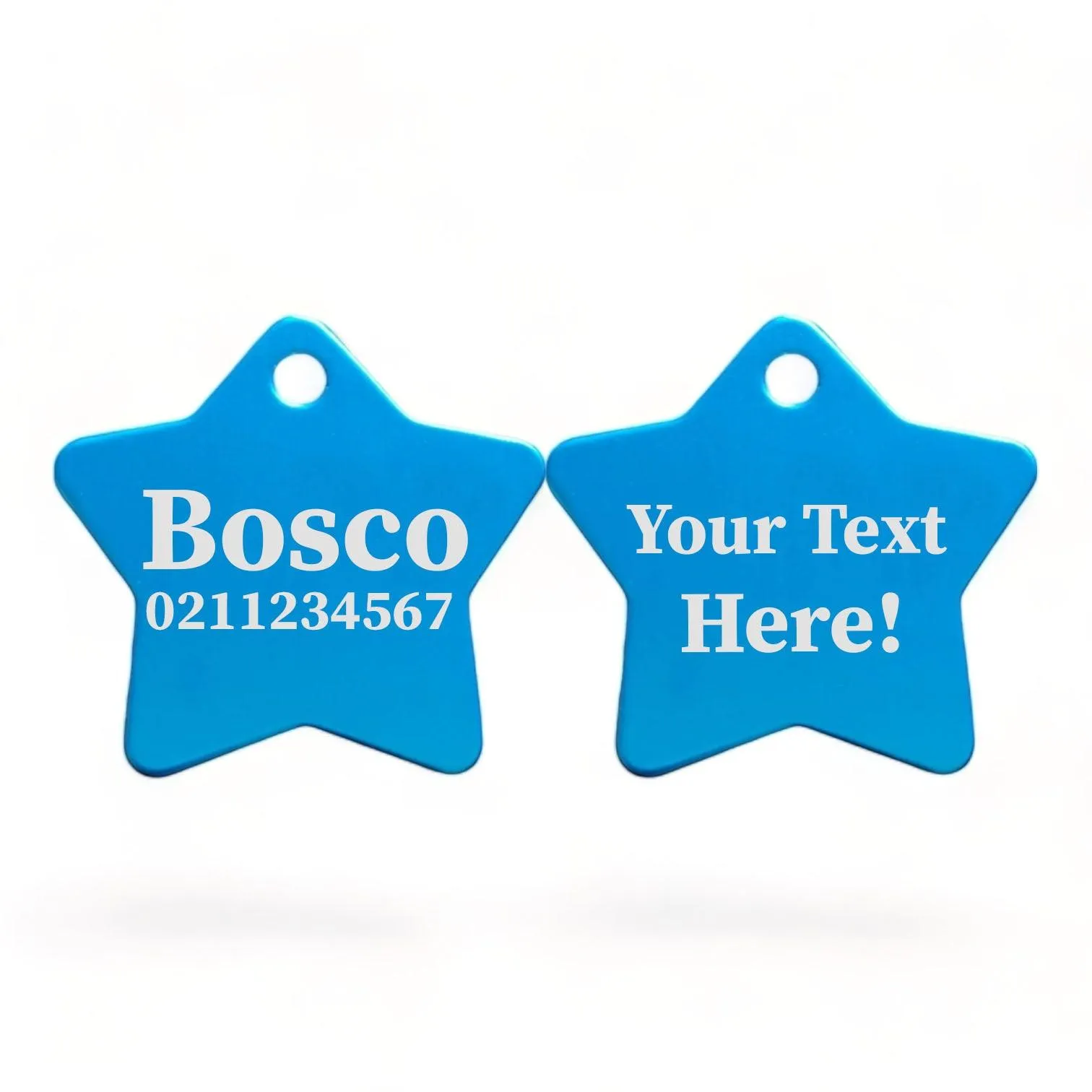 Custom Text | Star Aluminum | Cat, Kitten & Dog ID Pet Tag