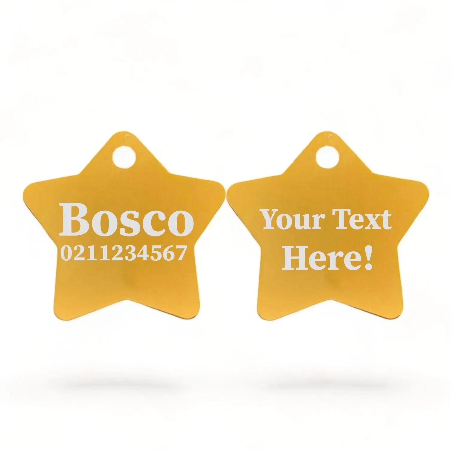 Custom Text | Star Aluminum | Cat, Kitten & Dog ID Pet Tag