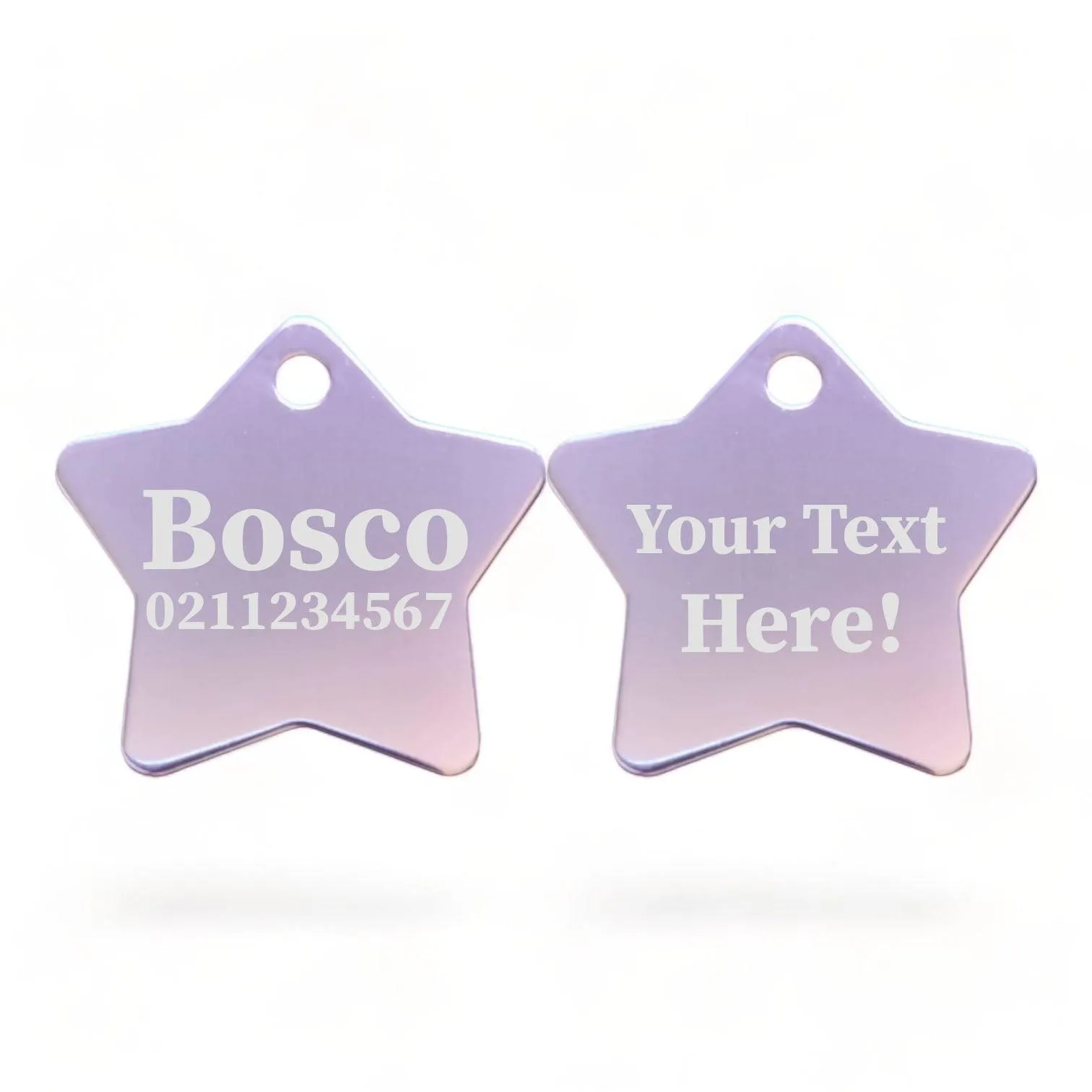 Custom Text | Star Aluminum | Cat, Kitten & Dog ID Pet Tag