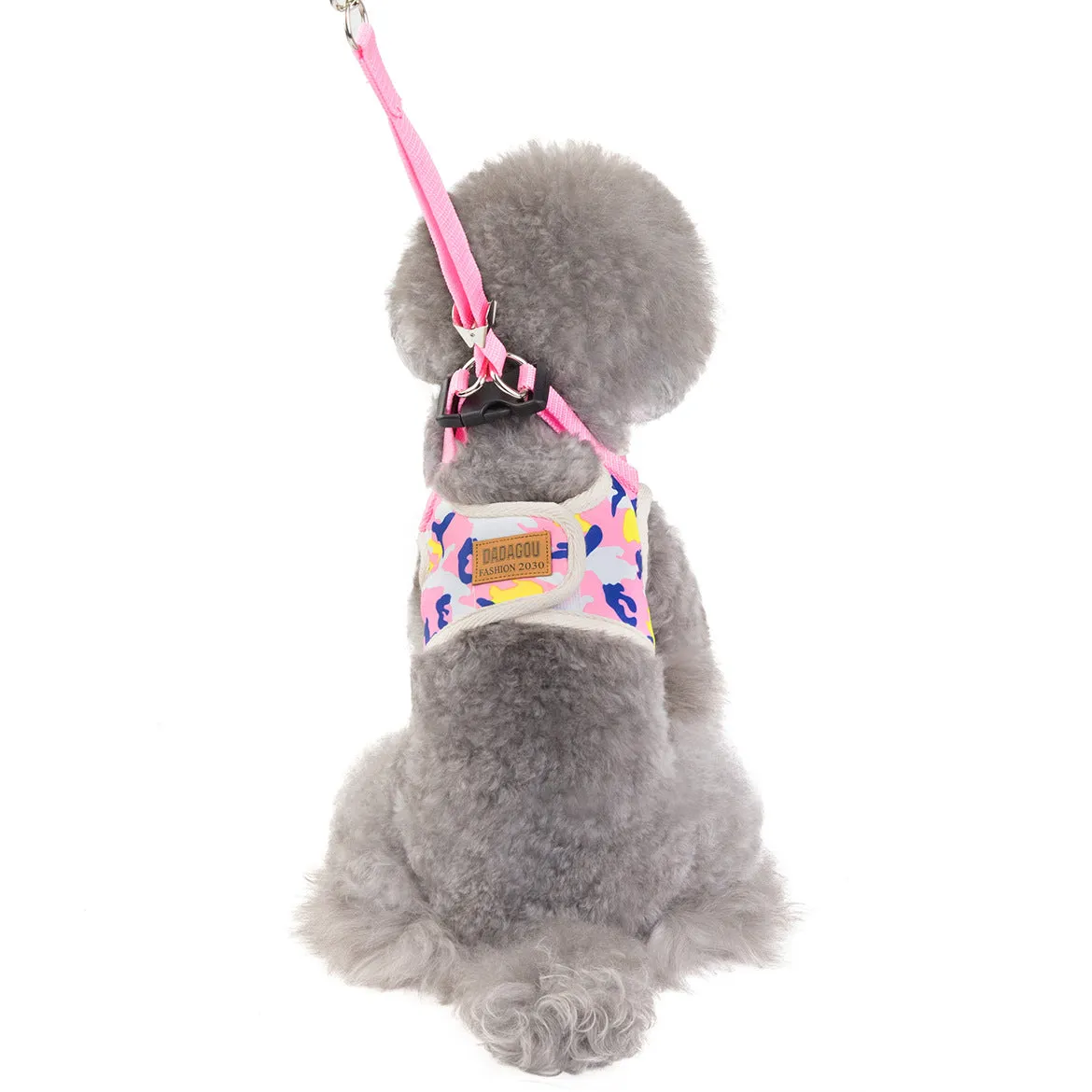 Dog and cat leash camouflage chest back pet clothing