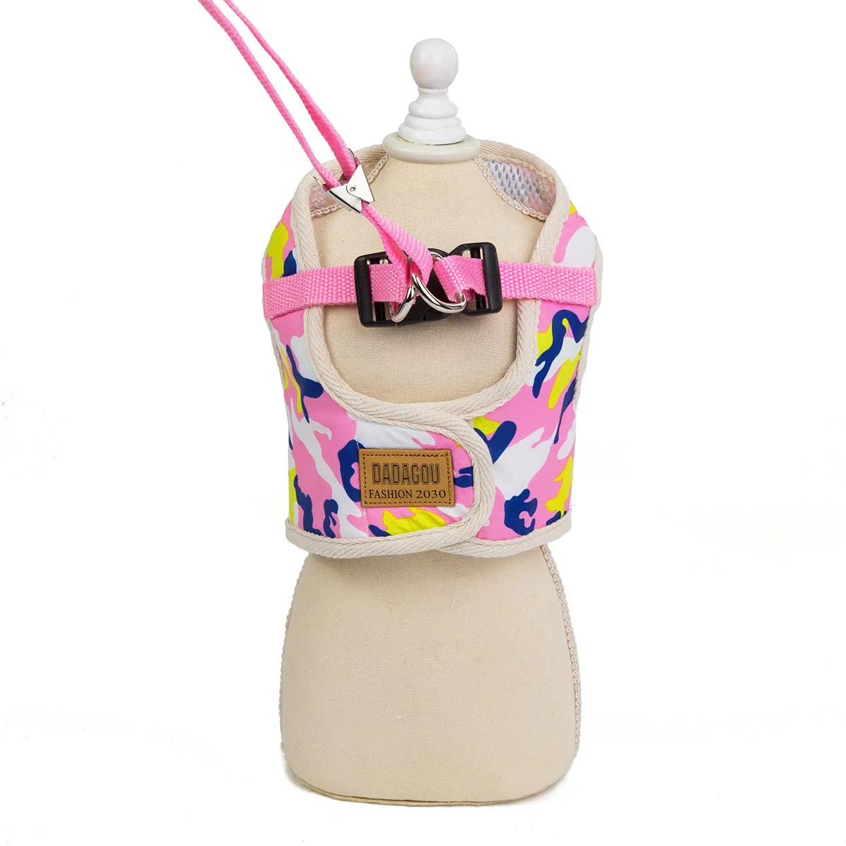 Dog and cat leash camouflage chest back pet clothing