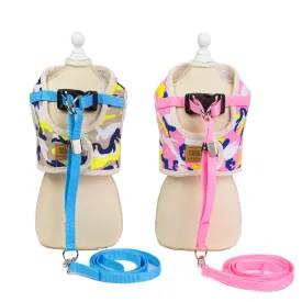 Dog and cat leash camouflage chest back pet clothing